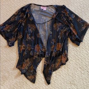 Boho boutique sheer short sleeve cardigan